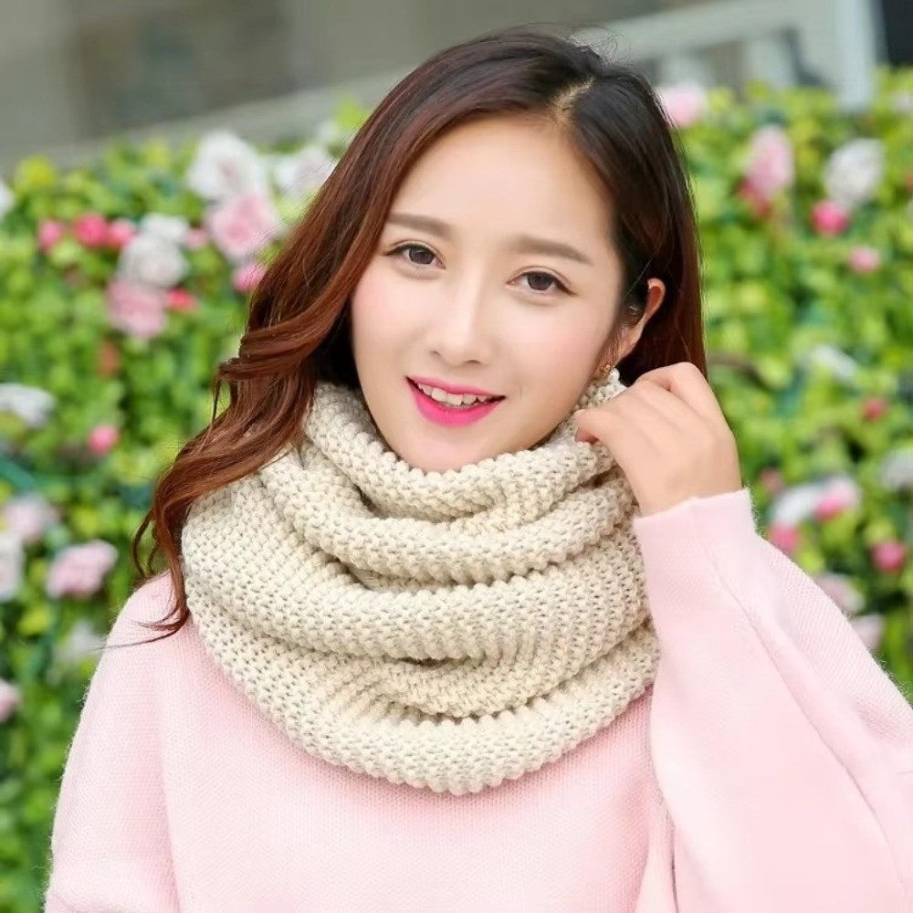 Syal dengan Warna Solid yang H - Infinity Scarf Knit ulasan dan harga