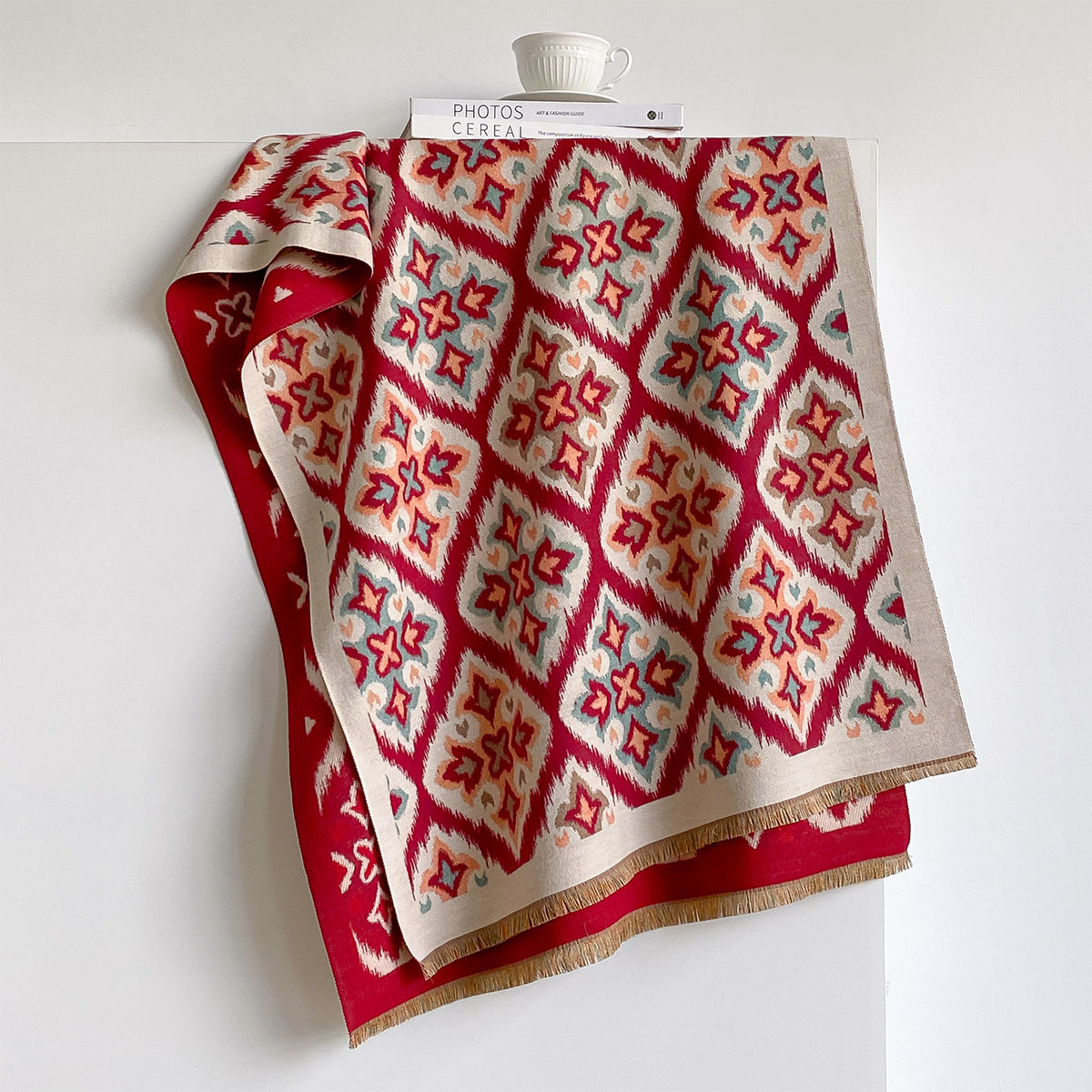 Syal Wanita Reversible Imitasi - Woven Scarf Blanket ulasan dan harga